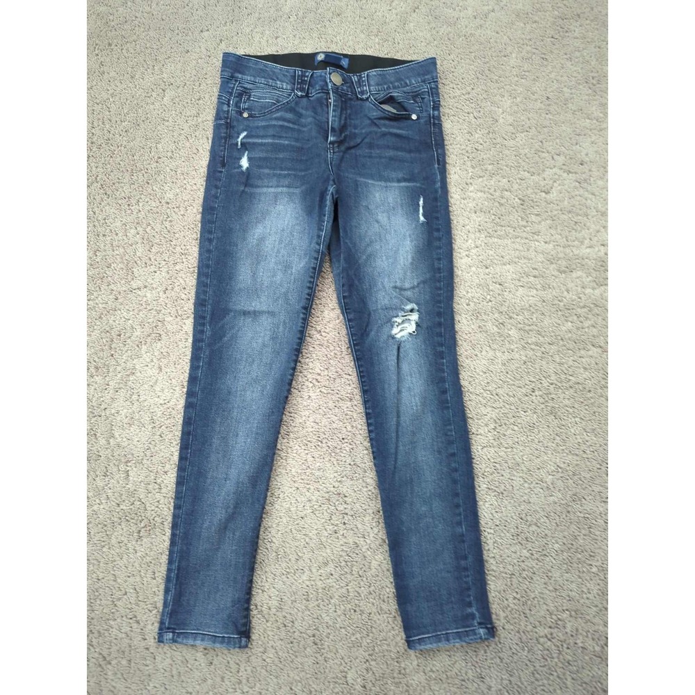 Democracy Ab Solution Jeans Womens 8 Blue Mid Rise Skinny Stretch Distressed